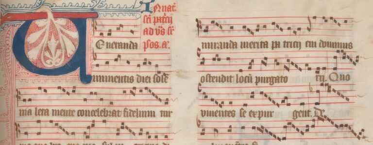 Notação musical neumática de uma música irlandesa medieval.